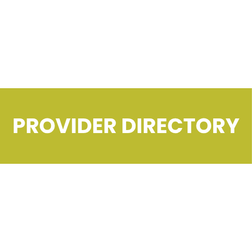 Green square with the words provider directory inside.