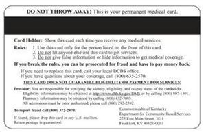 Back of Medicaid Card