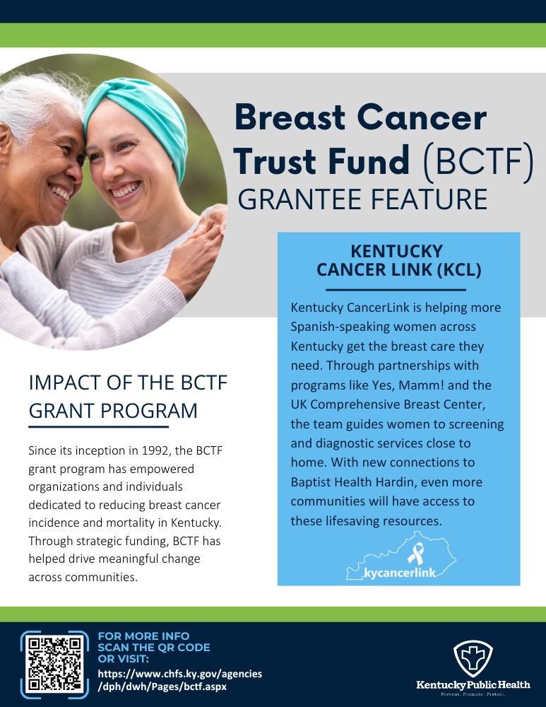 medium size thumbnail image of a flyer linked to a one-page flyer spotlighting information about Kentucky CancerLink